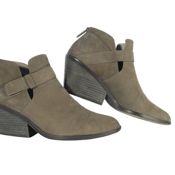EILEEN FISHER Ives $280 Grey Suede Block Heel Strap Booties Women's 11 - Picture 3 of 11